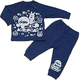 【本体綿100％】2016年 秋冬 アンパンマン 裏毛起毛 ホワイトプリント 長袖パジャマ Anpanman ネイビー◇90cm