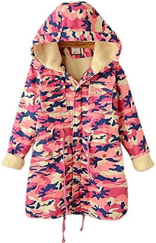 YAYAJIE Women Winter Stylish Camouflage Hooded Lined Cotton Padded Coat Jacket