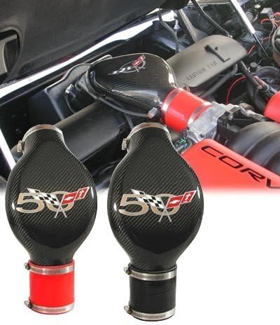 Corvette High Flow Power Duct Carbon Fiber w/50th Anniversary Emblem : C5 Black