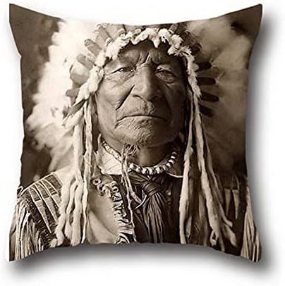 Happy Ri Day Indian Chief Decorative Pillowcases Invisible Zipper 100% Cotton ( 16*16 )