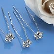 Rhinestone Flower Silver Bridal Hair Pins (Pack of 12)