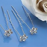 Rhinestone Flower Silver Bridal Hair Pins (Pack of 12)