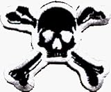 Black & White Skull & Crossbones 2x2.5 - Embroidered Iron On or Sew On Patch