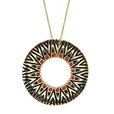 House of Harlow 1960 - Enameled Tribal Circle Pendant with Cabochons - 14 Karat Gold Plated gold-plated