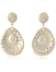 ABS By Allen Schwartz Gold Tone Double Drop Shell Shape Earrings