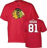 Chicago Blackhawks Marian Hossa Red Name and Number T-Shirt , Medium