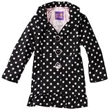 Pink Platinum Girls 2-6X Polka Dot Trench Coat, Black, 6X