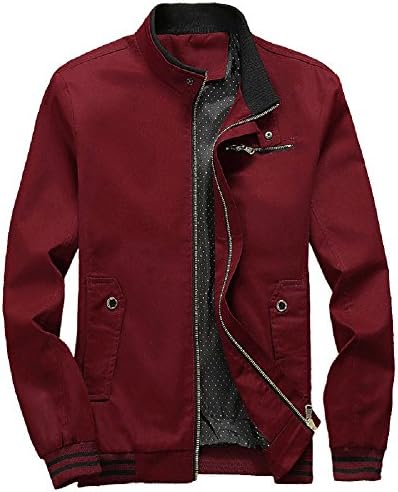 Men's Midweight Cotton Big&amp;Tall Causal Jacket Red Asia XL/US M