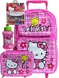 School Hello Kitty Pink Rolling Backpack Matching Lunch Box & Bottle+ Crayons