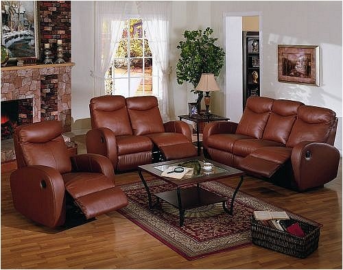 3pc Brown Leather Motion Recliner Loveseat Sofa & Chair Set