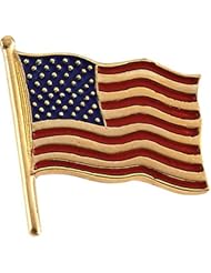 14K Yellow Gold Enamel American Flag Pin -- LIFETIME WARRANTY