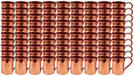 Indian Craft Villa Handmade Set Lot Of 100 Moscow Mule Pure Solid Copper Cup Mug Volume 415 Ml For Use Restaurant Ware Bar Ware Beer Hotel Ware Wholsale 4.0" X 3.0" (Inch)
