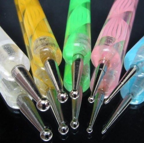 759SHOP 5 X 2 Way Marbleizing Dotting Pen Set+Professional Nail Art Brushes- Sable Nail Art Brush Pen, Detailer, Liner **Set of 3