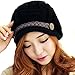 LOCOMO Women Cabled Checker Pattern Knit Beanie Hat Cap Button Strap FFH080BLK Black