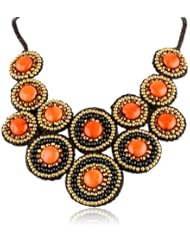 Panacea Red and Black Corded Rope Bib Necklace, 20"