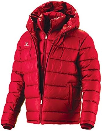 Fuerza Mens Winter Down Wellon Collection Hooded Double Layer Parka Jacket Red