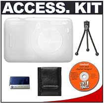 Snug-It Tight Fit Camera Skin (Clear/White) with Cameta Bonus Accessory Kit for Sony Cyber-Shot DSC-W50 / DSC-W55 / DSC-W70 Digital Camera