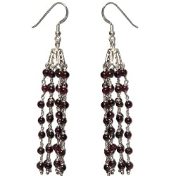 Garnet Earrings Sterling Silver Jewelry 3.5 inches (erg127)