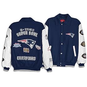 New England Patriots Leather Wool 3 Time Super Bowl Jacket