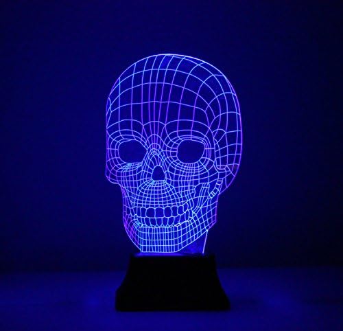 3D Glow Human Skull LED Lamp - Skull Art Sculpture Lights Up in Different Colors and Produces Unique Lighting Effects - Halloween Lights & Halloween Decorations