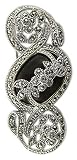 Onyx and marcasite brooch, 'Sweeping Black Bouquet'