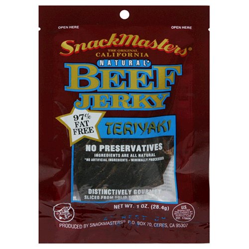 SnackMasters Beef Jerky, Teriyaki, 1-Ounce Packages (Pack of 12) by SnackMasters
