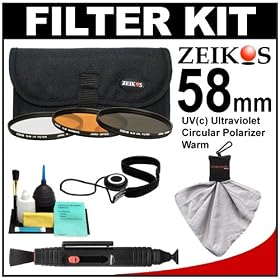 Zeikos 58mm 3-Piece Ultra Slim Pro Glass Filter Set (UV Ultraviolet, Circular Polarizing &... by 