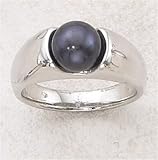 14K White Gold Black Pearl Ring