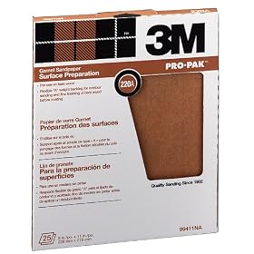 3M Pro-Pak 99411NA 9x11 Garnet Sand Paper Sheets 220 Grit - 25 Pack by 3M