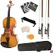 Mendini 4/4 MV400 Ebony Fitted Solid Wood Violin with Hard Case, Shoulder Rest, Bow, Rosin, Extra Bridge and Strings - Full Size
