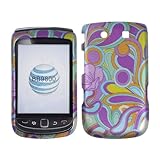 Premium - Blackberry 9800 / Torch -Transparent Colorful Flower Pattern Rubb ....