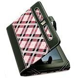 Pink Plaid Executive Book-Style Leather Portfolio Jacket Case Cover for Barnes & Noble Nook Tablet and Nook Color e-Reader