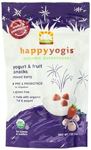 Happy Yogis Organic Yogurt Snacks for Babies and Toddlers, Mixed Berry, 1-Ounce Pouches (Pack of  8)