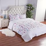 Bedsure Flourish Style Floral Design Quilt Set for All Season-- Quilt and Sham, Bedspread and Coverlet, Hypo-allergic and Lightweight -- Full/Queen, Floral #2