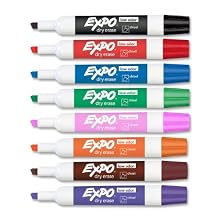 Expo Low Odor Chisel Tip Dry Erase Markers, 8 Colored Markers (80078)