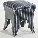 Bling Black Sparkle Ottoman (Black/Silver) (20H x 16W x 16D)