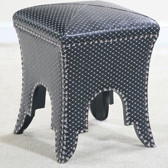 Bling Black Sparkle Ottoman (Black/Silver) (20H x 16W x 16D)