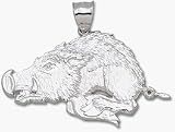 Arkansas Razorbacks Giant 2 1/2 W x 1 1/2 H Running Razorback Pendant - Sterling Silver Jewelry