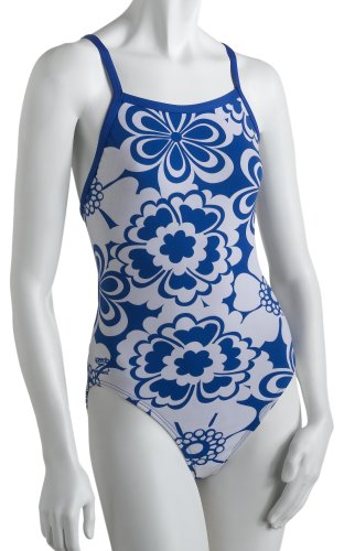 Speedo Women's Race Endurance+ Polyester Malibu Daisy Overall Print Flyback One Piece Swimsuit
