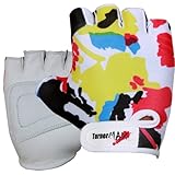 TurnerMAX Lycra Leather Pro Weight Lifting Body Building Taining Gloves Cycling Fitness Exercise Grip White