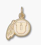 Utah Utes Drum and Feather 3/8 Charm - 14KT Gold Jewelry