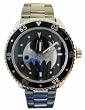 WB Batman watch with dark leather band - big silver Batman logo wristwatch