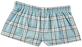 Baby Soft Blue Plaid Check Flannel Cotton Girl Boxers Mini Itty Bitty Shorts 1 Inseam, Covered elastic waist, 100% cotton, available in 5 adult sizes