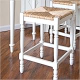 30" Antique White Hawthorne Bar Stool with Rush Seat