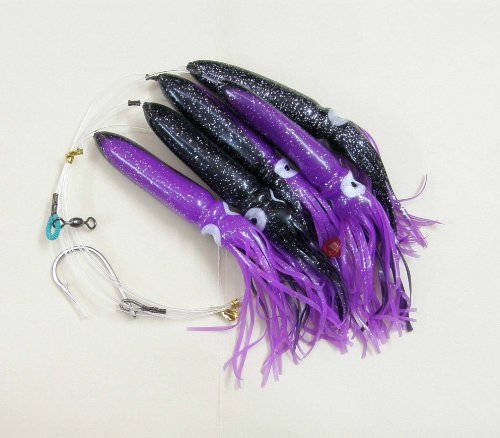 Shell Squid Daisy Chain - Dark Purple - 1pc - W/single Lure Bag - Item # 226