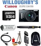 Canon PowerShot ELPH 530 HS 10.1 MP Digital Camera with 12x Wide Angle Optical IS Zoom (Black) + Spare Lithium Ion Recharg...