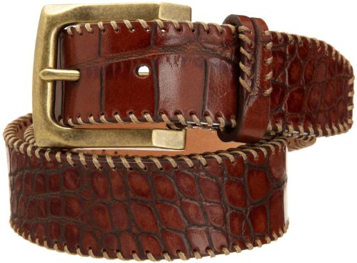 Tommy Bahama Men's Glazed Crocodile Embossed Leather Belt, Tan, 34