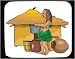Mouse Pad with hut, Aborigine, jars, pots, woman, basin, standing, Australia, carrying, vessel, container