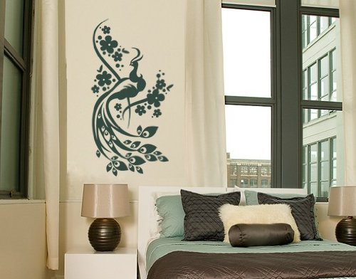 Best Quality Vinyl Wall Sticker Decals - Peacock ( Size: 47in x 91in - Color: turquoise ) - No: 1017