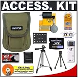 Olympus Green Neoprene Camera Case with Olympus M-2GB xD-Picture Card + Spare Li-42B Battery + Tripod + Accessory Kit for Stylus 840, 850 SW, 1040, 1050 SW, FE-320, FE-340, FE-350, FE-360, FE-20 Digital Cameras